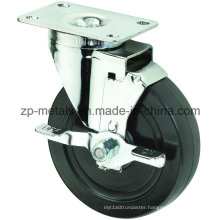 4inch Medium Sized Biaxial Black Rubber Caster Wheels with Side Brake